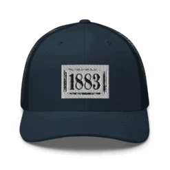 Yellowstone 1883 Logo Embroidered Retro Trucker Hat -Yellowstone Store YS 1883 TH 100162 NVY MF