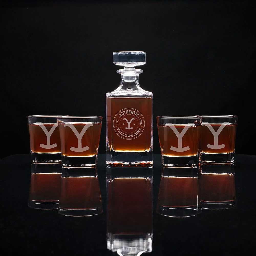 Yellowstone Authentic Y Logo Decanter And Rocks Glass Set 6 Yellowstone Authentic Y Logo Decanter And Rocks Glass Set - Image 4