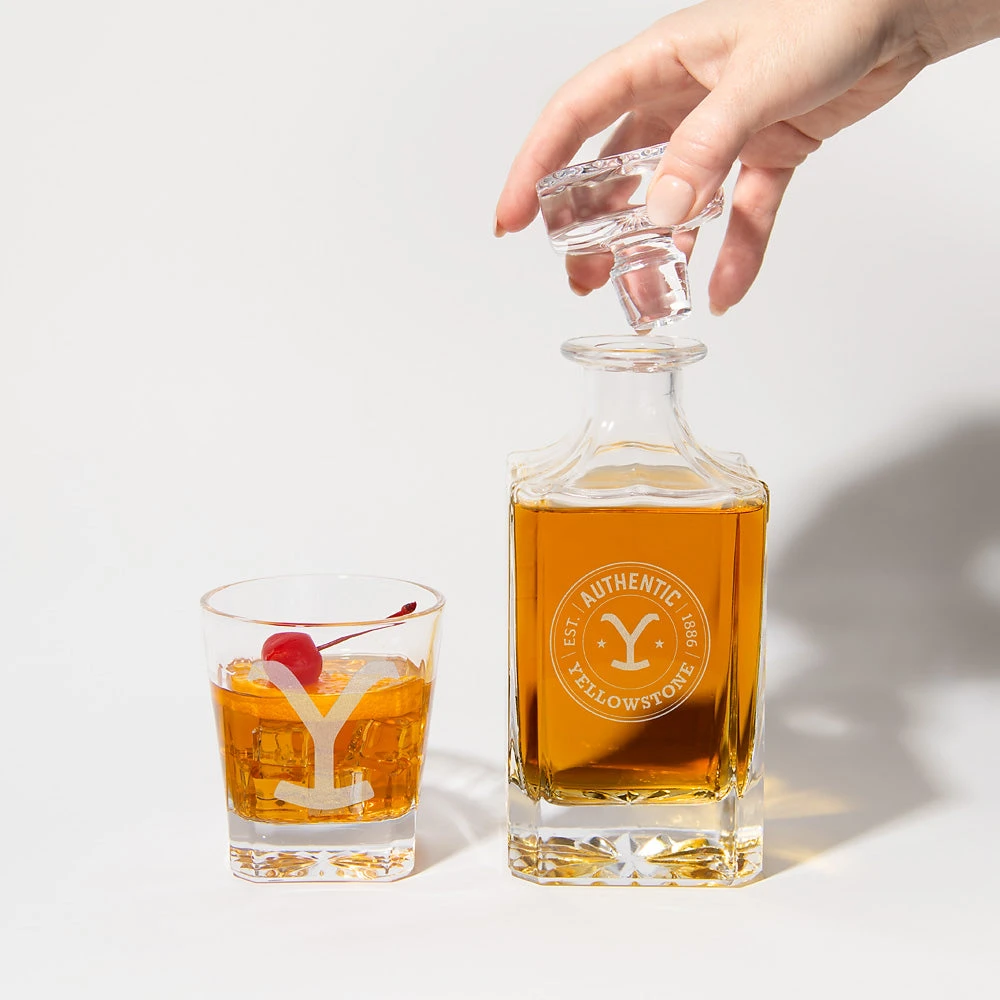 Yellowstone Authentic Y Logo Decanter And Rocks Glass Set 5 Yellowstone Authentic Y Logo Decanter And Rocks Glass Set - Image 3