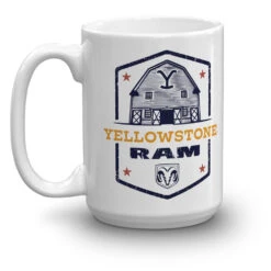 Yellowstone X Ram Barn White Mug 13 Yellowstone X Ram Barn White Mug -Yellowstone Store YS BARNRAM 76 100976 15 L MF