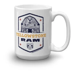 Yellowstone X Ram Barn White Mug 15 Yellowstone X Ram Barn White Mug -Yellowstone Store YS BARNRAM 76 100976 15 R MF