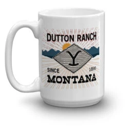 Yellowstone Dutton Ranch Montana White Mug -Yellowstone Store YS BDGE09 69 100976 15 L MF