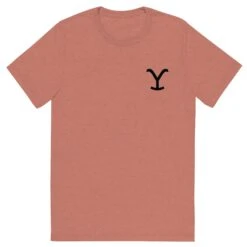 Yellowstone Dutton Ranch Montana Tri-Blend Short Sleeve T-Shirt -Yellowstone Store YS BDGE091 69 100147 MAUVE FT MF
