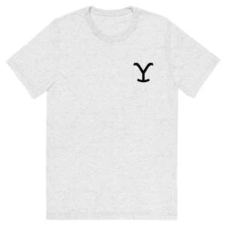 Yellowstone Dutton Ranch Montana Tri-Blend Short Sleeve T-Shirt -Yellowstone Store YS BDGE091 69 100147 WHITE FT MF