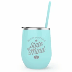 Yellowstone Beth Dutton State Of Mind Laser Engraved Wine Tumbler With Straw -Yellowstone Store YS BDMIND TWT 100027 TEAL MF