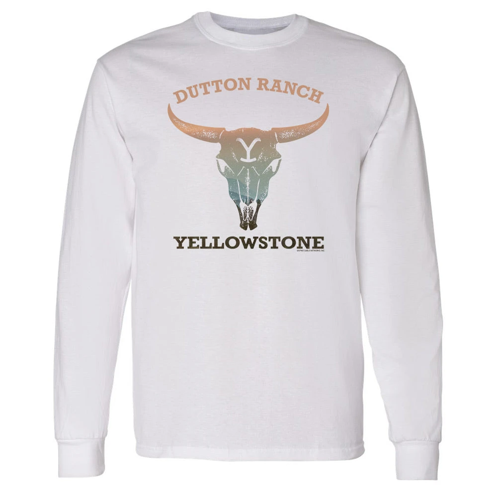 Yellowstone Cow Skull Adult Long Sleeve T-Shirt 3 Yellowstone Cow Skull Adult Long Sleeve T-Shirt
