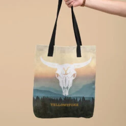 Yellowstone Cow Skull Premium Tote Bag -Yellowstone Store YS CS TB 100145 0001 AOP Tote LS