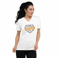 Yellowstone Don't Make Me Go Beth Dutton On You Heart V-Neck Short Sleeve T-Shirt -Yellowstone Store YS DMMG 62 100421 WHITE LFST MF