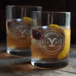 Yellowstone Authentic Y Logo Laser Engraved Rocks Glasses -Yellowstone Store YS DR AL 100188 LS MF