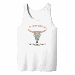 Yellowstone Dutton Ranch Cow Skull Adult Tank Top -Yellowstone Store YS DR CS ATT 56 100015 WHT MF