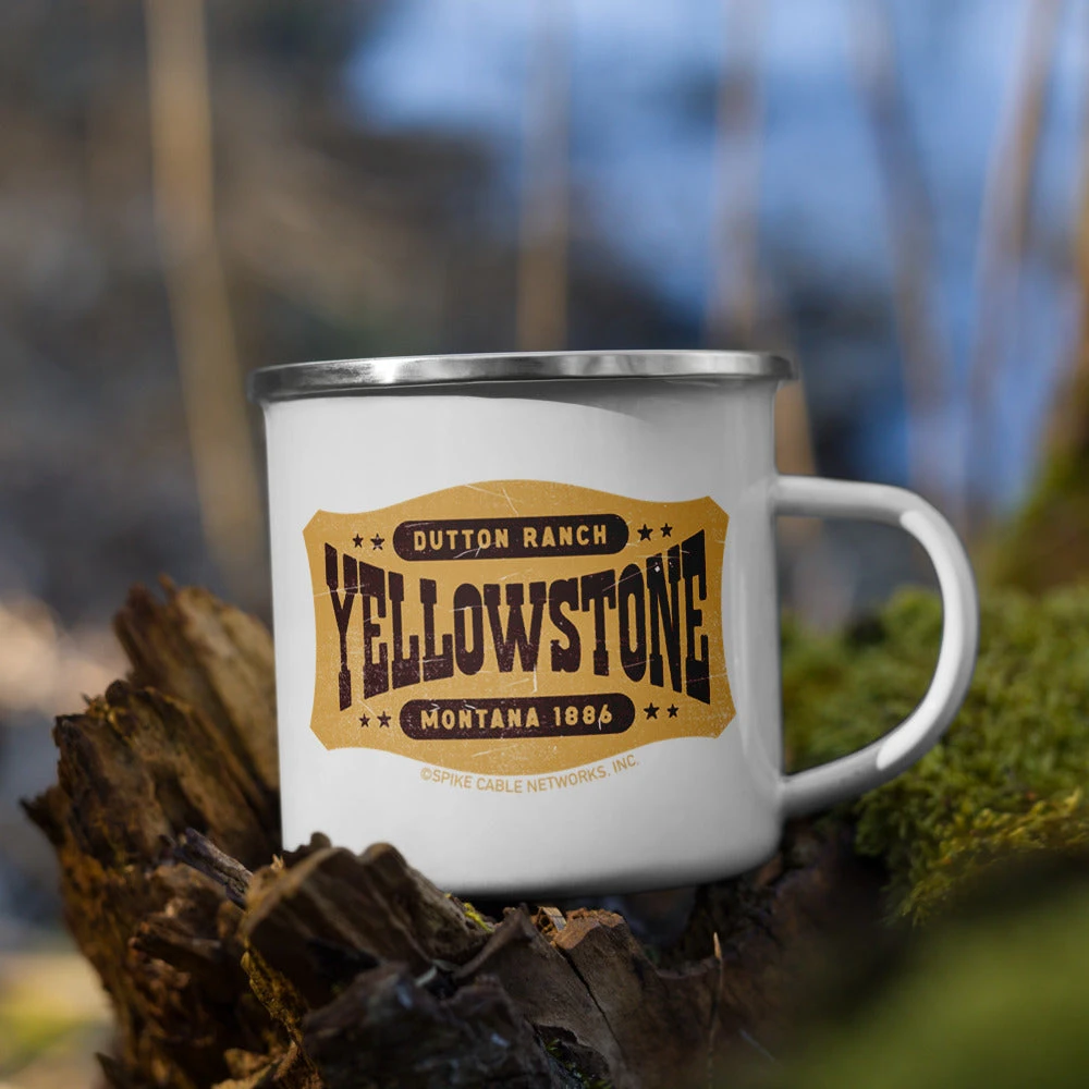 Yellowstone Dutton Ranch Enamel Camping White Mug 4 Yellowstone Dutton Ranch Enamel Camping White Mug - Image 2