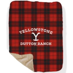 Yellowstone Dutton Ranch Plaid Sherpa Blanket 7 Yellowstone Dutton Ranch Plaid Sherpa Blanket -Yellowstone Store YS DR LOGO 100206 60X80 FOLD MF