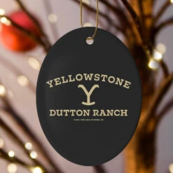 Yellowstone Dutton Ranch Logo Oval Ceramic Ornament -Yellowstone Store YS DR PGS Holiday Ornament LS