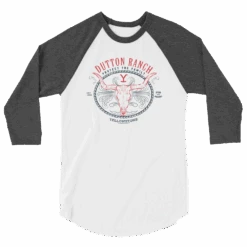 Yellowstone Dutton Ranch Protect The Family Unisex 3/4 Sleeve Raglan Shirt -Yellowstone Store YS DR PTF RAG 59 100395 WHT CHAR MF