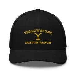 Yellowstone Dutton Ranch Logo Embroidered Retro Trucker Hat 14 Yellowstone Dutton Ranch Logo Embroidered Retro Trucker Hat -Yellowstone Store YS DR RTH 100162 BLK MF