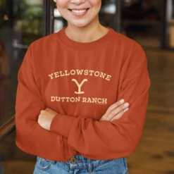 Yellowstone Dutton Ranch Women's Fleece Crop Sweatshirt -Yellowstone Store YS DR WCS 100137 Crop Sweater RO