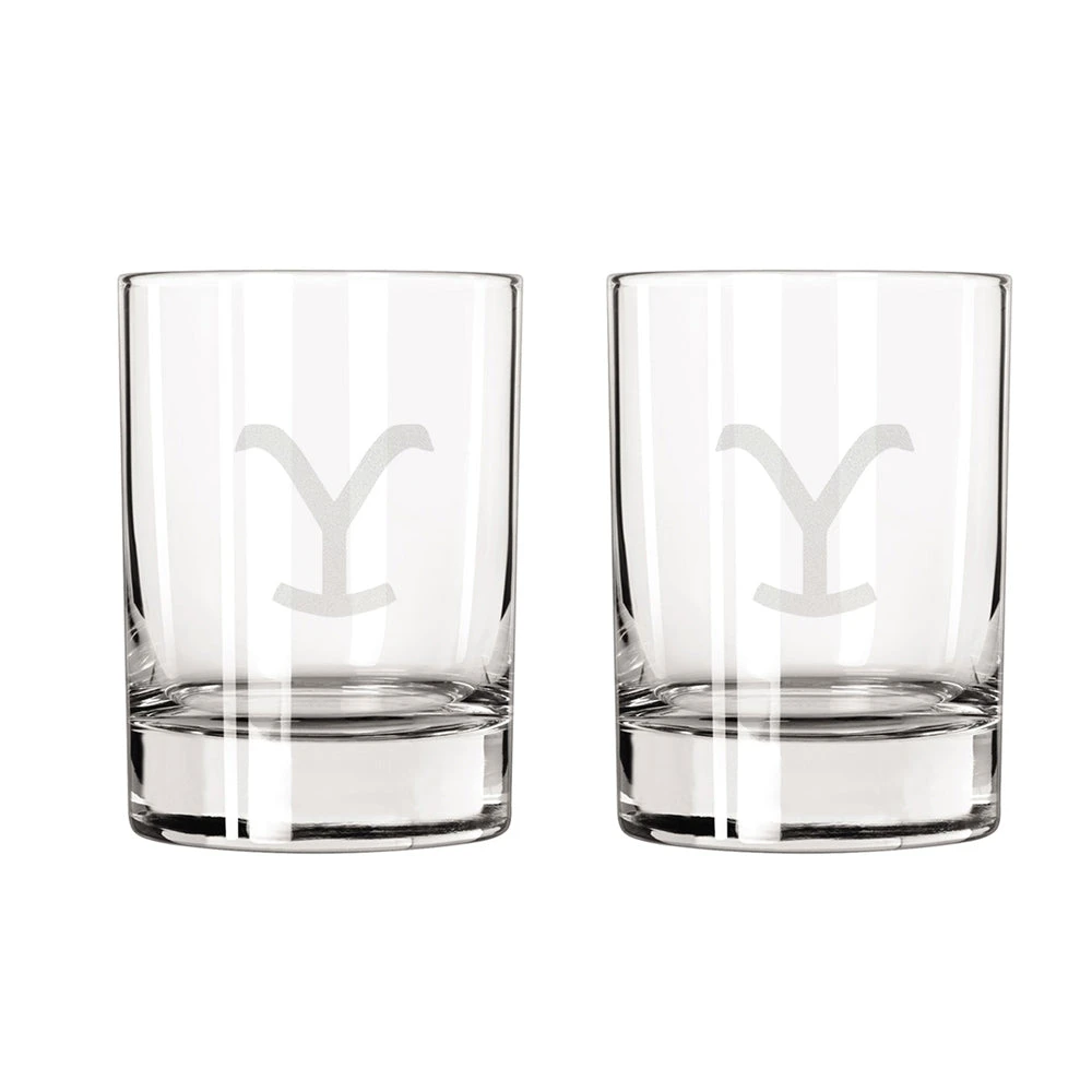 Yellowstone Y Logo Laser Engraved Rocks Glasses 3 Yellowstone Y Logo Laser Engraved Rocks Glasses