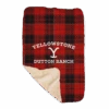Yellowstone Dutton Ranch Plaid Sherpa Blanket -Yellowstone Store YS DR logo 100206 MF