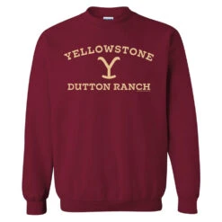 Yellowstone Dutton Ranch Logo Fleece Crewneck Sweatshirt -Yellowstone Store YS DR logo 100362 MAROON MF