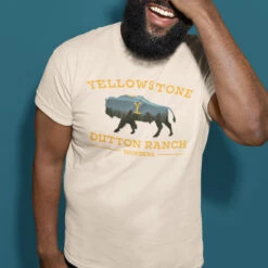 Yellowstone Dutton Ranch Bison Adult Short Sleeve T-Shirt -Yellowstone Store YS DRB ST 100011 0079 A Tee LS