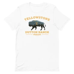 Yellowstone Dutton Ranch Bison Adult Short Sleeve T-Shirt -Yellowstone Store YS DRB ST 100011 0079 A Tee White