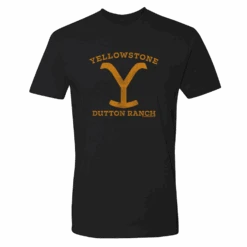 Yellowstone Dutton Ranch Distressed Logo Adult Short Sleeve T-Shirt -Yellowstone Store YS DRDlogo ST 100011 BLACK MF