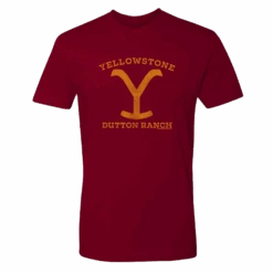Yellowstone Dutton Ranch Distressed Logo Adult Short Sleeve T-Shirt -Yellowstone Store YS DRDlogo ST 100011 CARDINAL MF