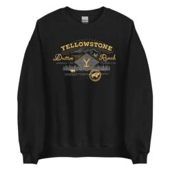 Yellowstone Dutton Ranch Scenery Fleece Crewneck Sweatshirt -Yellowstone Store YS DRF 63 100362 BLACK MF
