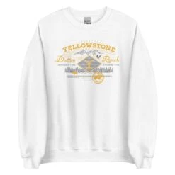 Yellowstone Dutton Ranch Scenery Fleece Crewneck Sweatshirt -Yellowstone Store YS DRF 63 100362 WHITE MF