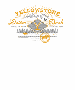 Yellowstone Dutton Ranch Scenery Back Print Short Sleeve T-Shirt -Yellowstone Store YS DRF2 63 100011 BK DF