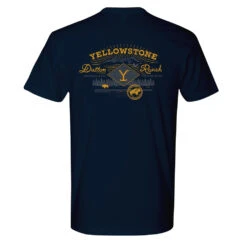 Yellowstone Dutton Ranch Scenery Back Print Short Sleeve T-Shirt -Yellowstone Store YS DRF2 63 100011 MIDNIGHT NAVY BK MF