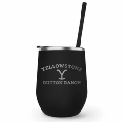 Yellowstone Dutton Ranch Logo Laser Engraved Wine Tumbler With Straw