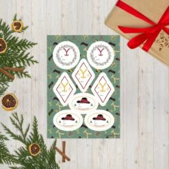 Yellowstone Holiday Icons Gift Sticker Sheet 7 Yellowstone Holiday Icons Gift Sticker Sheet -Yellowstone Store YS HICNS 125 100952 LIFE