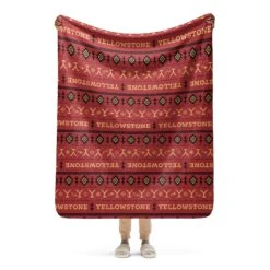 Yellowstone Holiday Aztec Sherpa Blanket 9 Yellowstone Holiday Aztec Sherpa Blanket -Yellowstone Store YS HLDY 136 101725 LIFE3