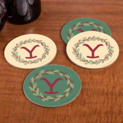 Yellowstone Wreath Round Coasters - Set Of 4
