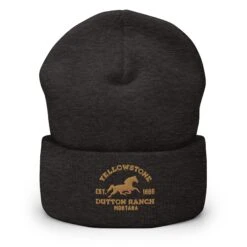 Yellowstone Dutton Ranch Montana Cuffed Beanie -Yellowstone Store YS HORSE 70 100434 DARK GREY MF