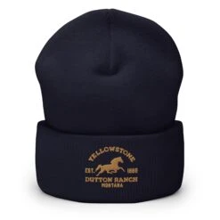 Yellowstone Dutton Ranch Montana Cuffed Beanie -Yellowstone Store YS HORSE 70 100434 NAVY MF