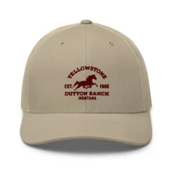 Yellowstone Dutton Ranch Montana Retro Trucker Hat -Yellowstone Store YS HORSE 70 100953 KHAKI MF