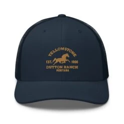 Yellowstone Dutton Ranch Montana Retro Trucker Hat -Yellowstone Store YS HORSE 70 100953 NAVY MF