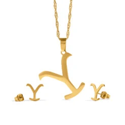 Yellowstone Y Logo Necklace And Earrings Set