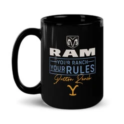 Yellowstone X Ram Your Ranch Your Rules Black Mug -Yellowstone Store YS RAMDR 76 100085 15 L MF