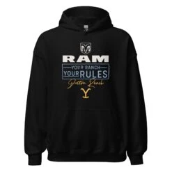 Yellowstone X Ram Your Ranch Your Rules Hoodie -Yellowstone Store YS RAMDR 76 100861 BLACK MF