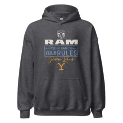 Yellowstone X Ram Your Ranch Your Rules Hoodie -Yellowstone Store YS RAMDR 76 100861 DARK HEATHER MF