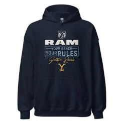 Yellowstone X Ram Your Ranch Your Rules Hoodie -Yellowstone Store YS RAMDR 76 100861 NAVY MF