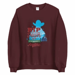 Yellowstone RIP Can Come Down My Chimney Any Time Silhouette Fleece Crewneck Sweatshirt -Yellowstone Store YS RCCDMCAS CS 100362 MRON MF
