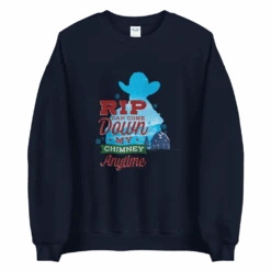 Yellowstone RIP Can Come Down My Chimney Any Time Silhouette Fleece Crewneck Sweatshirt -Yellowstone Store YS RCCDMCAS CS 100362 NVY MF