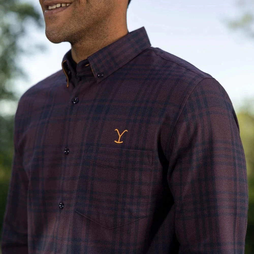 Yellowstone X RSVLTS Burgundy Long Sleeve Flannel 5 Yellowstone X RSVLTS Burgundy Long Sleeve Flannel - Image 3