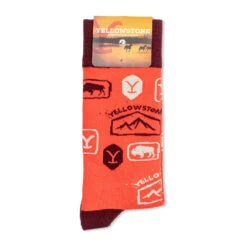 Yellowstone Orange Dutton Ranch Logo Socks -Yellowstone Store YS SKS101 4 TAG MF