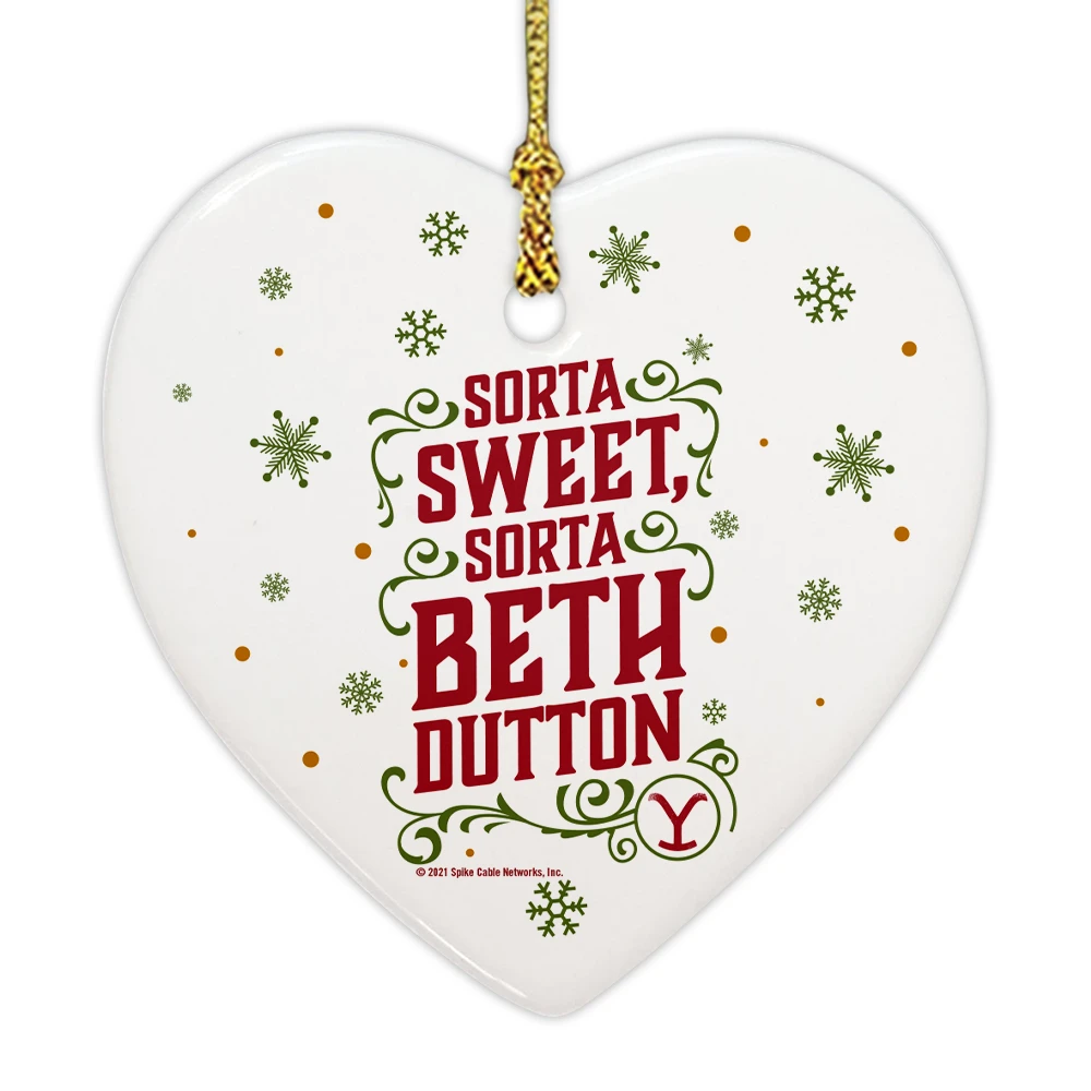 Yellowstone Sorta Sweet Sorta Beth Dutton Holiday Ceramic Heart Ornament 3 Yellowstone Sorta Sweet Sorta Beth Dutton Holiday Ceramic Heart Ornament