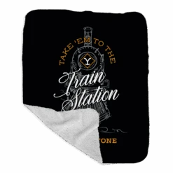 Yellowstone Take 'Em To The Train Station Grey Sherpa Blanket -Yellowstone Store YS TEM SB 100206 50x60 FLD MF